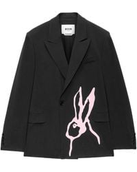 MSGM - Einreihiges Sakko mit Hasen-Print - Lyst