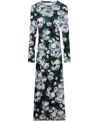 Stella McCartney - Floral Long-Sleeve Mesh Midi Dress - Lyst