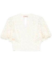 Twinset - Lace Flared-Sleeves Blouse - Lyst