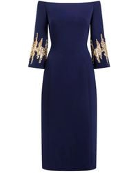 Jenny Packham - Aster Sequin-Embellished Off-Shoulder Midi Dress - Lyst