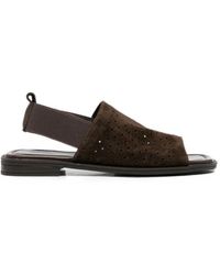 SERGIO MORETTI FIRENZE - Perforated-Suede Slingback Sandals - Lyst