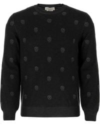 McQueen - Allover Skull Wool Sweater - Lyst