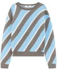 MSGM - Pullover Mit Diagonalen Streifen - Lyst