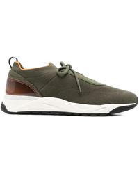 Santoni - Lace-Up Panelled Sneakers - Lyst