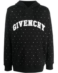 Givenchy - Logo-Print Rhinestone-Embellished Hoodie - Lyst