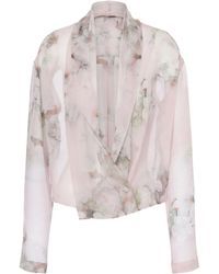 Alberta Ferretti - Bluse Mit Blumen-Print - Lyst