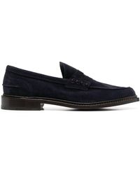 Tricker's - Penny-slot Calf-suede Loafers - Lyst