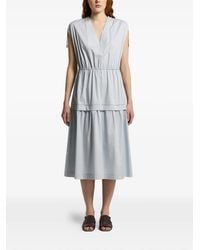Peserico - V-Neck Tiered Midi Dress - Lyst
