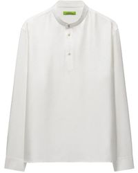 Shanghai Tang - Herringbone-Weave Half-Placket T-Shirt - Lyst