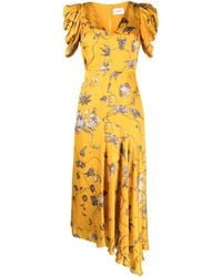 Erdem - Floral-print Asymmetric Midi Dress - Lyst