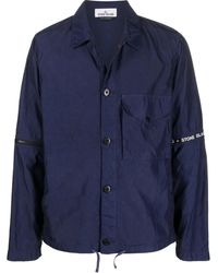 Stone Island - Detachable-Sleeves Logo-Print Shirt Jacket - Lyst