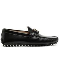 Tod's - Logo-Plaque Leather Loafers - Lyst