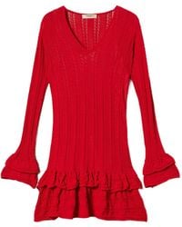 Twinset - Knitted Ruffled Mini Dress - Lyst