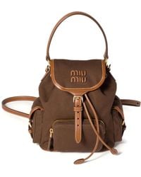 Miu Miu - Canvas And Leather Backpack - Lyst