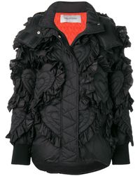 Valentino Embroidered Down Jacket - Black