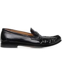 Fendi - Scrunch Ruched Leather Loafers - Lyst