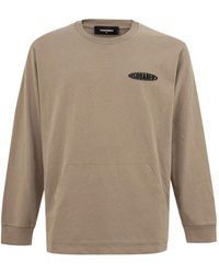 DSquared² - Logo-Print Kangaroo-Pocket T-Shirt - Lyst