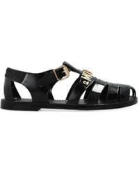 Moschino - Logo-Plaque Sandals - Lyst
