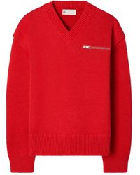 Tory Burch - Jersey con cremallera y cuello en V - Lyst