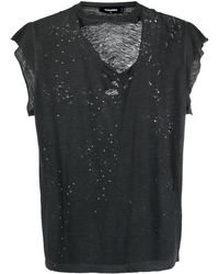 DSquared² - Distressed-Finish Raw-Cut T-Shirt - Lyst