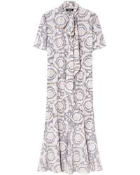 Versace - Robe Mi-Longue Barocco Lavallière En Soie - Lyst