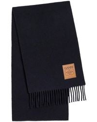 Ganni - Logo-Patch Fringed Scarf - Lyst