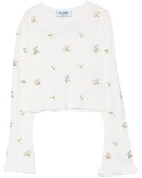 Blugirl Blumarine - Floral-Embroidered T-Shirt - Lyst