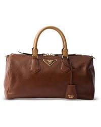 Prada - Large Leather Top-Handle Bag - Lyst