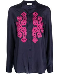 P.A.R.O.S.H. - Camicia Embroidered Long-sleeve Silk Shirt - Lyst
