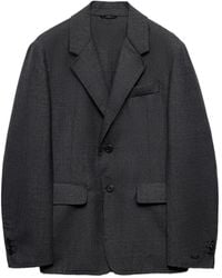 Prada - Single-Breasted Wool Blend Jacket - Lyst
