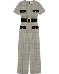 Gucci Prince Of Wales Wool Jumpsuit - Gray