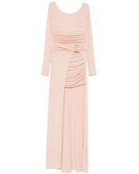 Elisabetta Franchi - Ruched Logo-Buckle Gown - Lyst