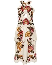 FARM Rio - Printed Linen-blend Midi Dress - Lyst