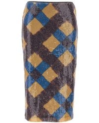 Diane von Furstenberg - Bianca Diamond-Patterned Sequin-Embellished Midi Skirt - Lyst