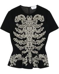 McQueen - Jacquard Peplum Hem T-Shirt - Lyst