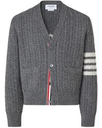 Thom Browne - Merino Wool 4-Bar Intarsia Anchor Cardigan - Lyst