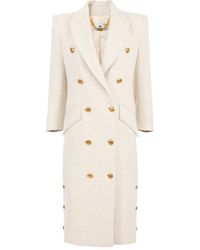 Elisabetta Franchi - Double-Breasted Coat - Lyst