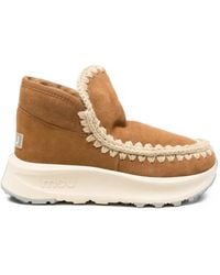Mou - Crochet-Trim Suede Sneakers - Lyst