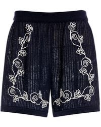 Agua Bendita - Maury Embroidered Ribbed Shorts - Lyst