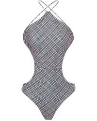 Philosophy Di Lorenzo Serafini - Checked Cut-out Swimsuit - Lyst