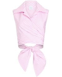 Patou - Striped Draped Sleeveless Top - Lyst