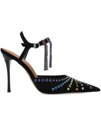 Kurt Geiger - Crystal Pointed Suede Heeled Pumps - Lyst