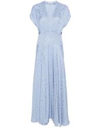 Maje - Floral-Jacquard V-Neck Maxi Dress - Lyst