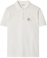 Burberry - Metallic Ekd Cotton Polo Shirt - Lyst