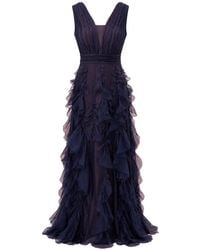 Marchesa - Ruffled Silk-Organza Maxi Dress - Lyst