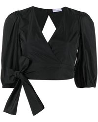RED Valentino - V-Neck Cropped Wrap Blouse - Lyst