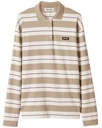 Miu Miu - Polo De Jersey De Algodon A Rayas - Lyst