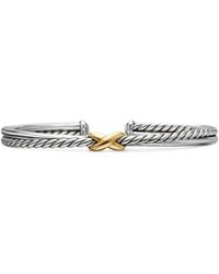David Yurman - 18Kt And Sterling Petite X Center Station Bracelet (5.2Mm) - Lyst