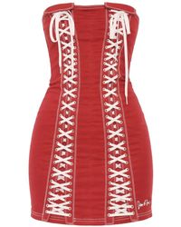 DSquared² - Vestido Palabra De Honor Con Cordones - Lyst