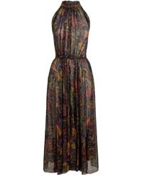 Ralph Lauren - Midi-Jurk Met Bloemenprint En Hoge Hals - Lyst